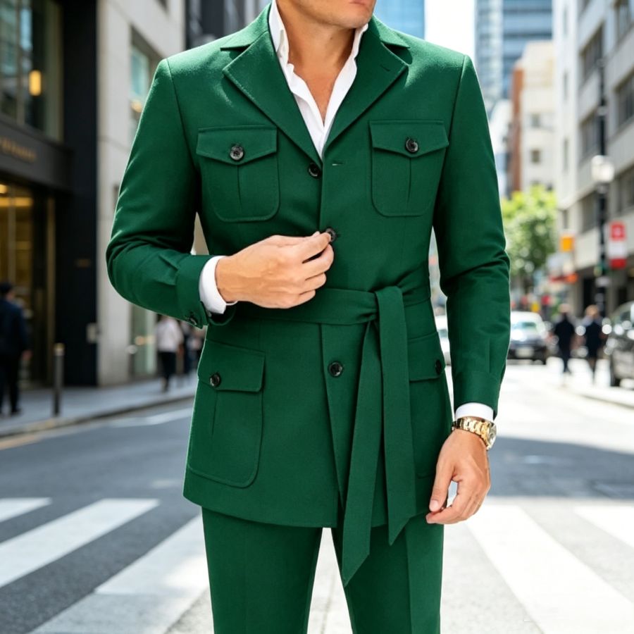 Men Grooming Outfit - Safari Men Suits with Belt 2
