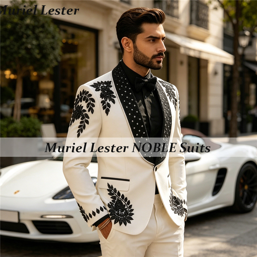 Men Grooming Outfit - Exclusive Beaded Stones Suit Men For