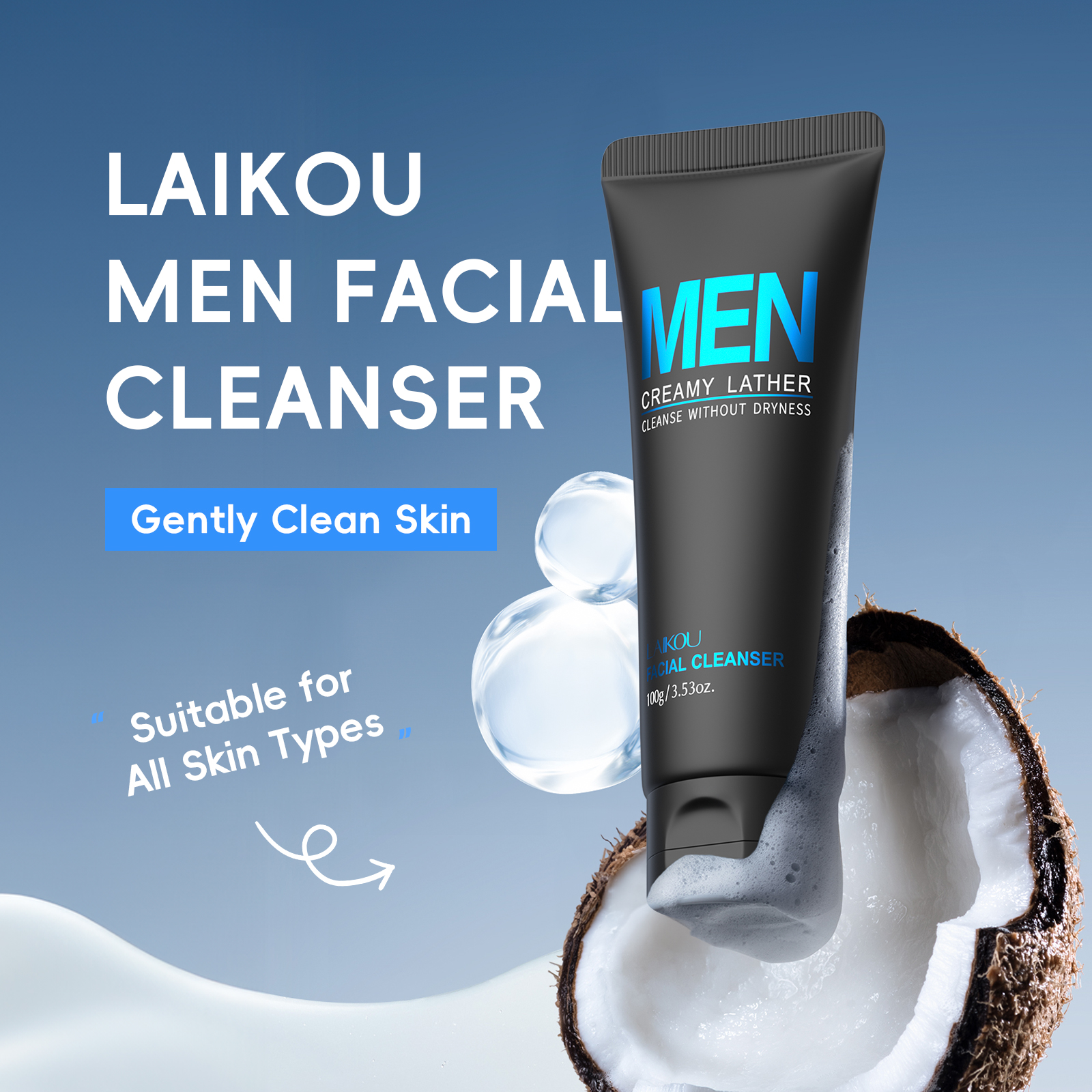 Face Wash Mens - LAIKOU Men's Facial Cleanser 100g Deep