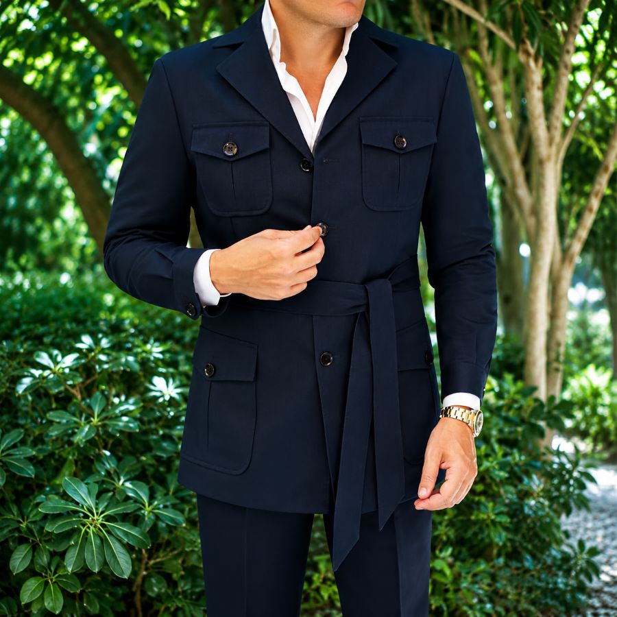 Safari Men Suits with Belt 2 P - Men Grooming Outfit reseña y precio