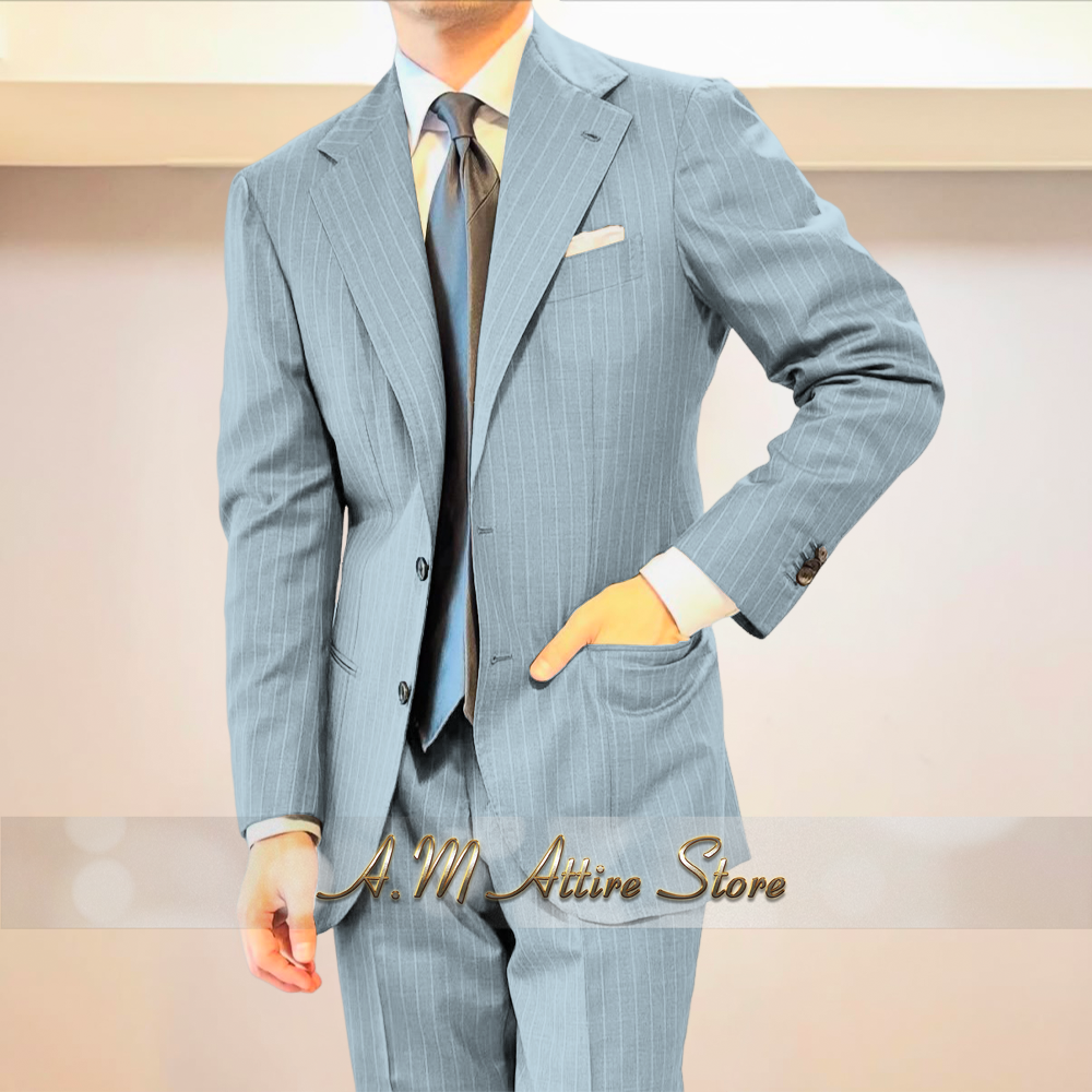 Premium men's suit gray stripe - Men Grooming Outfit reseña y precio