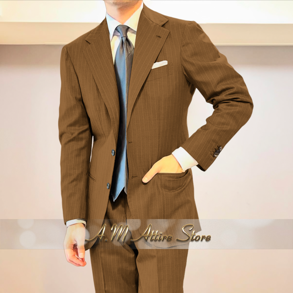 Premium men's suit gray stripe - Men Grooming Outfit reseña y precio