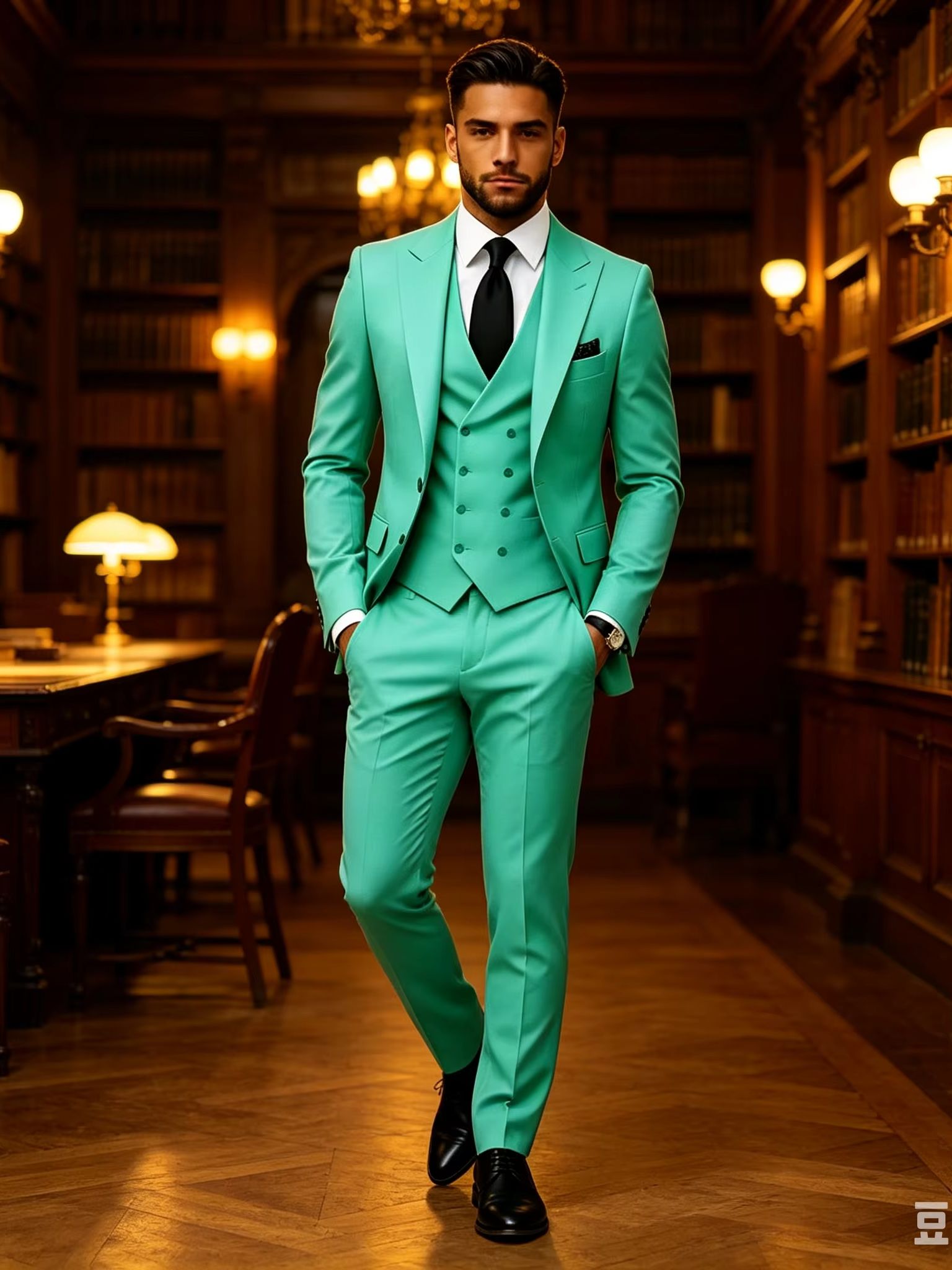 Slim Fit Green Business Mens S - Men Grooming Outfit reseña y precio