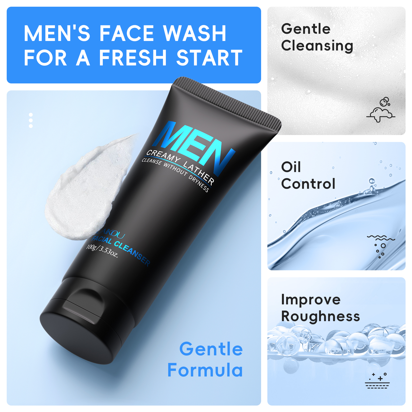 LAIKOU Men's Facial Cleanser 1 - Face Wash Mens reseña y precio