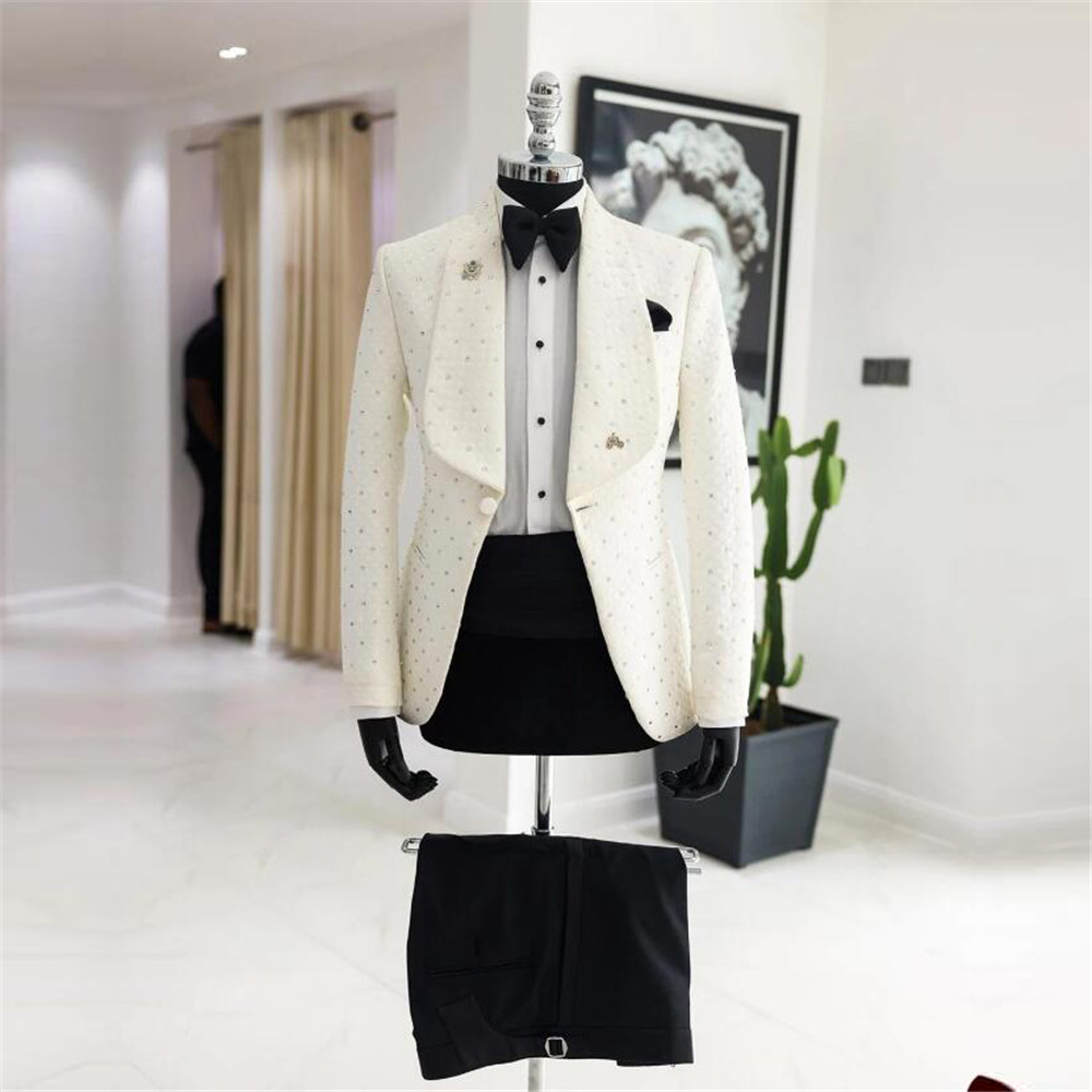 Elegant Groom Tuxedos Beads St - Men Grooming Outfit reseña y precio