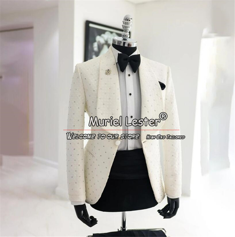 Elegant Groom Tuxedos Beads St - Men Grooming Outfit reseña y precio