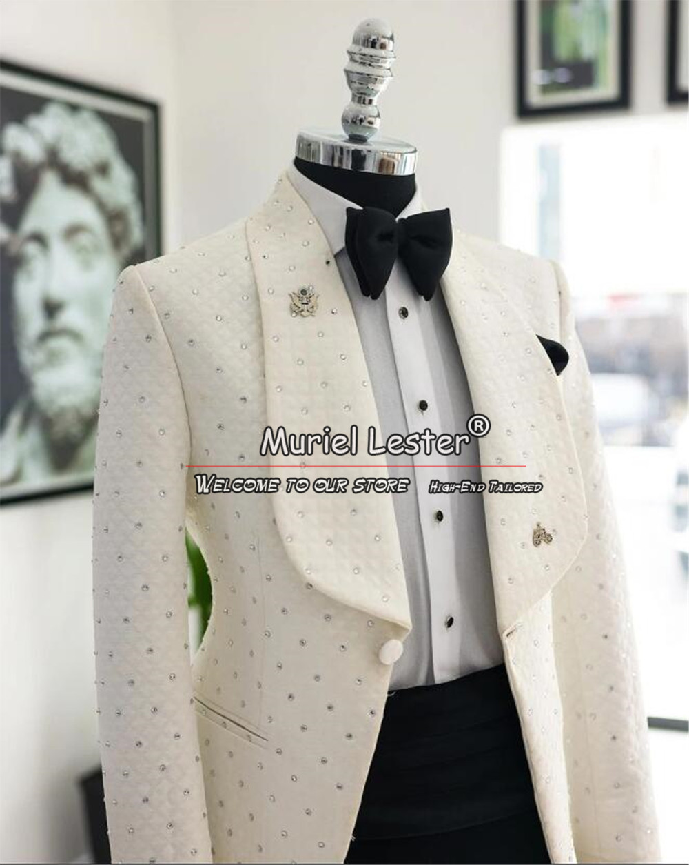 Elegant Groom Tuxedos Beads St - Men Grooming Outfit reseña y precio